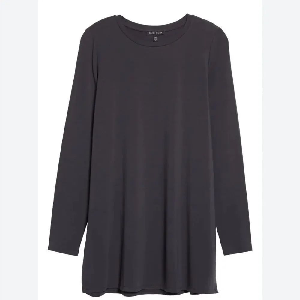 Eileen Fisher Black Long Sleeve Tunic Top Size Small